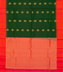 Bottle Green Handloom Soft Silk Saree With Buttas & Contrast Border-SO4034