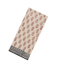 Off White Printed Jaipur Cotton Saree With Printed Floral Motifs-JC1768