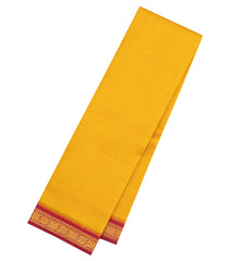 Yellow Handloom Korvai Kanchipuram Silk Saree With Temple Border-KA15417