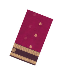Pink Handloom Silk Cotton Saree With Zari Buttas & Contrast Border-SC4821