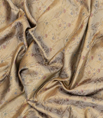 Taupe Handloom Kanchipuram Silk Saree With Meena Floral Motifs-KA15544