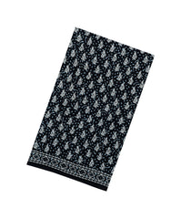 Black Printed Jaipur Cotton Saree With Floral Motifs-JC1498