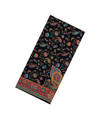 Black Printed Synthetics Dola Satin Saree With Paisley Motifs-BL5160
