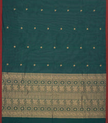 Bottle Green Handloom Kanchi Cotton Saree With Deer Buttas-KC1595