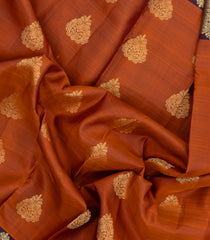 Rust Handloom Soft Silk Saree With Floral Buttas-SO4680