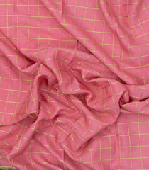Peach Woven Mysore Silk Saree With Zari Checks & Contrast Border-MS3376
