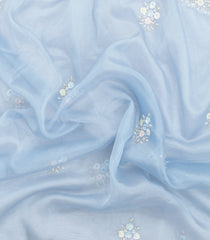 Light Blue Woven Pure Organza Silk Saree With Meena Floral Embroidery -EN2108