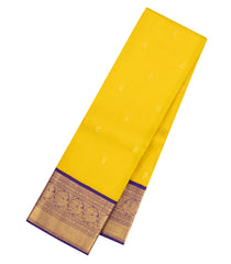 Lemon Yellow Handloom Korvai Kanchipuram Silk Saree With Buttas-KA16426