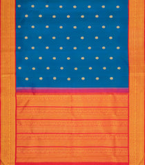 Cyan Handloom Korvai Kanchipuram Silk Saree With Zari Buttas-KA15368