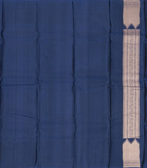 Navy Blue Handloom Soft Silk Saree With Zari Stripes & Temple Border-SO4002