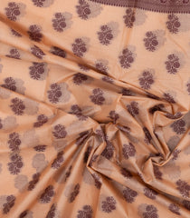 Light Peach Woven Tussar Silk Saree With Floral Motifs-TU3145