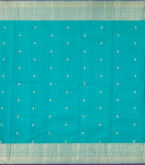 Cyan Handloom Kanchipuram Silk Saree With Floral Zari Motifs-KA13654