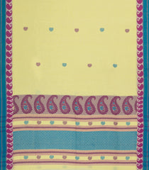 Light Yellow Handloom Bengal Cotton Saree With Floral Buttas-JC1416
