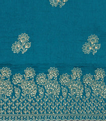 Cyan Woven Synthetic Blended Saree With Embroidered Motifs-EN2032