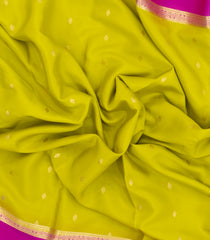 Neon Green Woven Mysore Silk Saree With Buttas & Contrast Border-MS3460