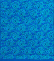 Blue Printed Crepe Silk Saree With Abstract Motifs-PS0925