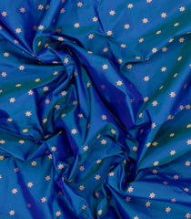 Blue Handloom Paithani Silk Saree With Floral Zari Motifs & Meena Pallu-PA1110