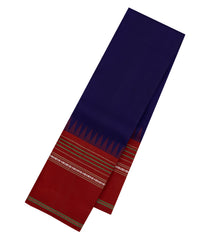 Violet Handloom Kanchipuram Silk Saree With Contrast Temple Border-KA15159