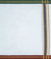White Handloom Korvai Pure Silk 10 Yards Dhoti With 6 Yards Angavasthram-CD1543
