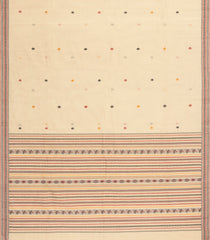 Cream Handloom Kanchi Cotton Saree With Diamond Buttas-KC1753