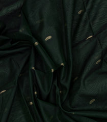 Bottle Green Handloom Silk Cotton Saree With Buttas-SC4533