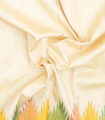 Off White Handloom Korvai Kanchipuram Silk Saree With Temple Zari Border-KA15936
