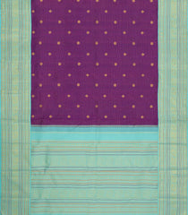 Dark Purple Handloom Korvai Kanchipuram Silk Saree With Checks & Buttas-KA16681