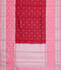 Red Woven Banarasi Poona Silk Saree With Checks & Buttas-BP1004