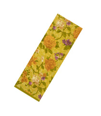 Olive Green Printed Crepe Silk Saree With Floral Motifs-PS0893