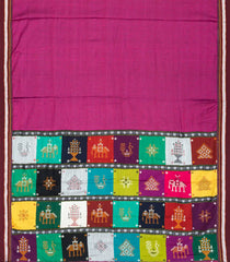 Magenta Woven Cotton Saree With Diamond Motifs & Kasuti Hand Embroidery Pallu-EN1760