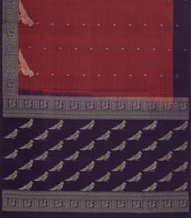Maroon Handloom Soft Silk Saree With Zari Buttas & Contrast Border-SO4789
