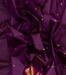 Dark Magenta Handloom Kanchipuram Silk Saree With Floral Buttas-KA12644
