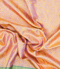 Dusty Pink Handloom Kanchipuram Tissue Silk Saree With Meena Floral Motifs & Contrast Border-KA13520