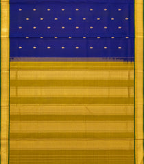 Blue Handloom Kanchipuram 9 Yards Silk Saree With Buttas & Contrast Border-KA13407