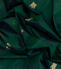 Dark Green Handloom Silk Cotton Saree With Buttas-SC4324