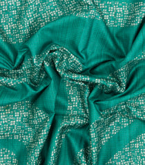 Aquamarine Printed Synthetic Tussar Silk Saree With Zari Checks & Motifs-SY0378