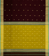 Dark Maroon Handloom Maheswari Silk Cotton Saree With Buttas & Zari Border-SC4881