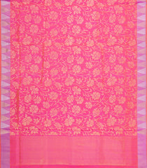Peach Handloom Uppada Silk Saree With Floral Zari Motifs-UP0417