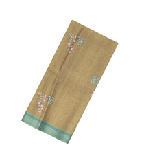 Olive Green Printed Synthetic  Dola Silk Saree With Zari Stripes & Border-SY0069