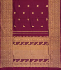 Maroon Handloom Kanchipuram Silk Saree With Zari Buttas-KA15467
