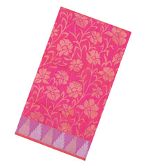 Peach Handloom Uppada Silk Saree With Floral Zari Motifs-UP0417