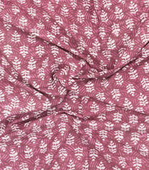 Dusty Pink Printed Jaipur Cotton Saree With Floral Motifs-JC1822