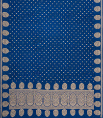 Indigo Handloom Banarasi Khaddi Georgette Silk Saree With Floral Motifs-BE1820