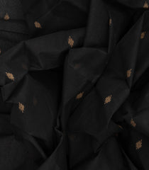 Black Handloom Dhakai Cotton Saree With Floral Buttas