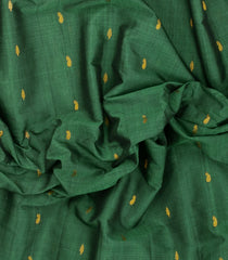 Dark Green Handloom Gadwal Silk Cotton Saree With Buttas & Contrast Border -GA0470