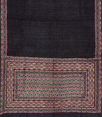Black Printed Tussar Silk Saree With Printed Border-TU3774