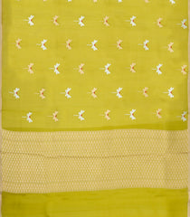 Lime Green Woven Pure Banarasi Organza Silk Saree With Meena Buttas-KS1156