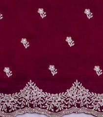 Crimson Woven Synthetic Blended Saree With Embroidered Motifs-EN2067