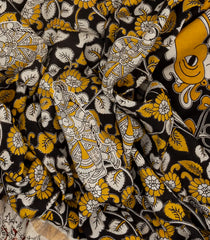 Black Woven Kalamkari Printed Cotton Saree