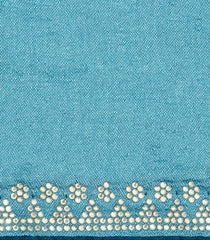 Light Blue Woven Synthetic Vichitra Saree With Stone Work Border-BL5419